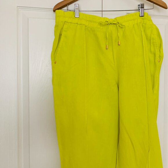 100% Linen Ellen Tracey Cuffed Leg Elastic Closure - Picture 2 of 10